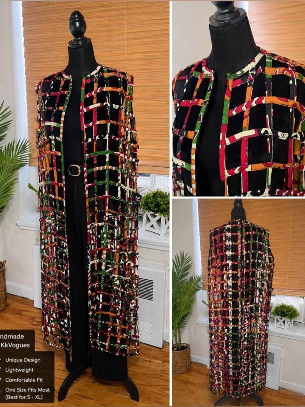 Luxury Handmade Ankara Maxi Duster Dress | Artisan African Wax Print | KKvogues - Picture 4 of 13